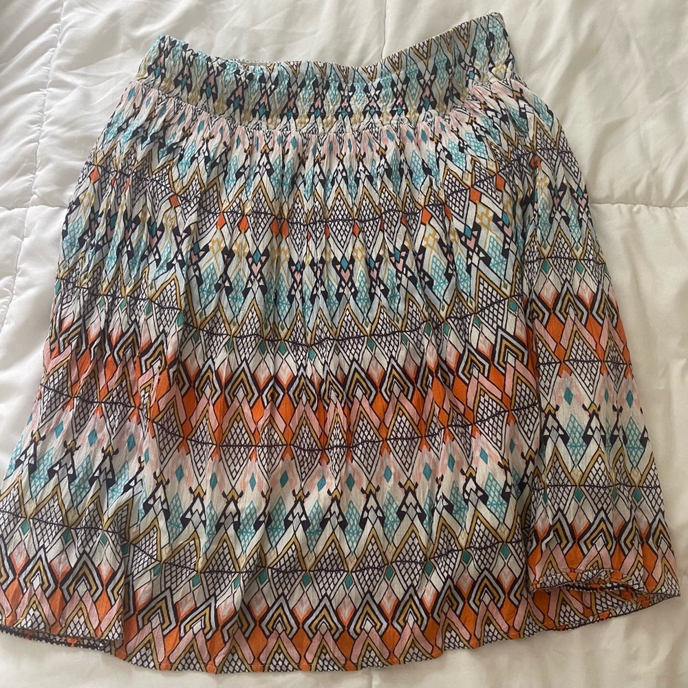 Skirt Midi India Patterned Lined Size Large Hippie Boho Anthropologie Pull On